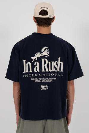 oversized T-shirt met backprint donkerblauw
