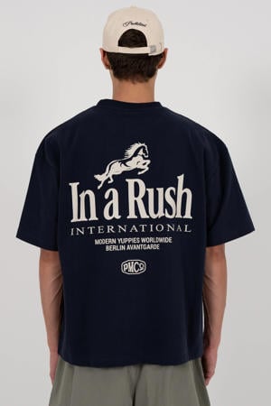 oversized T-shirt met backprint donkerblauw