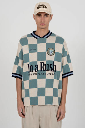 oversized T-shirt turquoise gebreid