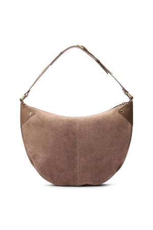 suede schoudertas bruin