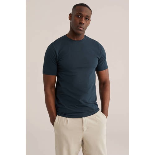 WE Fashion slim T-shirt donkergroen afbeelding