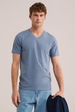 slim T-shirt blauw