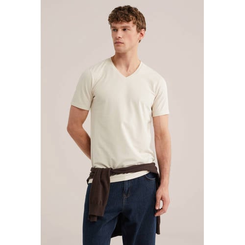 WE Fashion slim T-shirt beige afbeelding