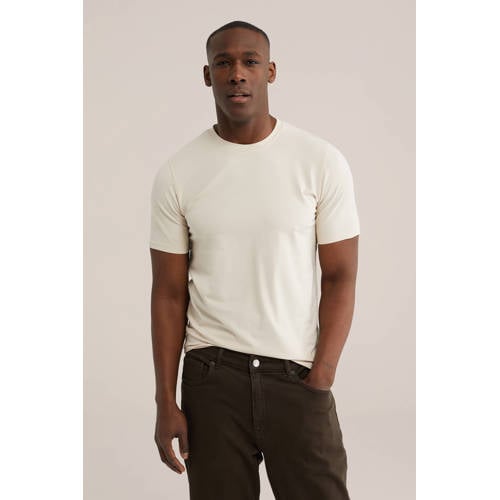 WE Fashion slim T-shirt beige afbeelding