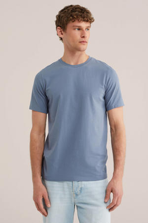slim T-shirt blauw