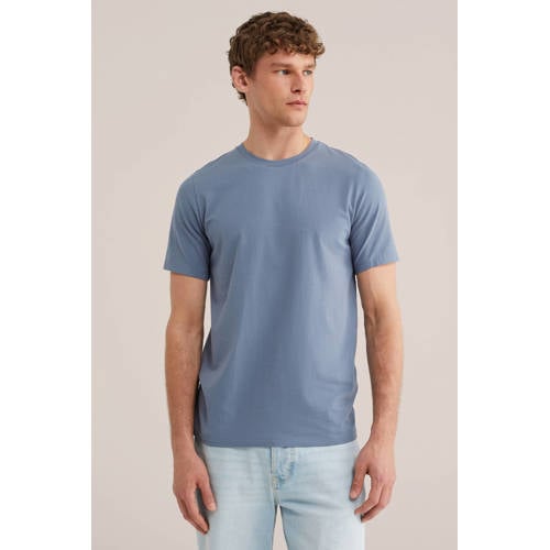 WE Fashion slim T-shirt blauw afbeelding