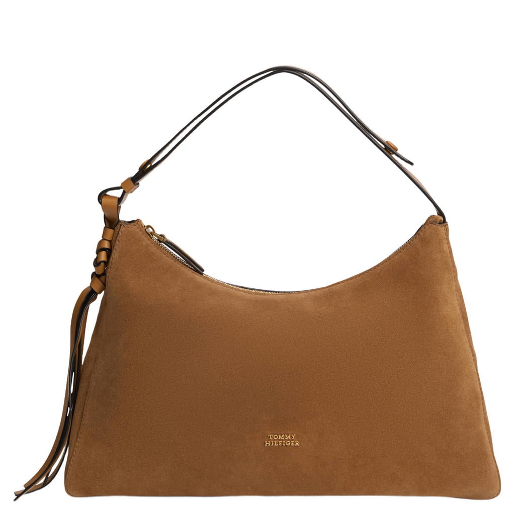 Tommy Hilfiger suède schoudertas TH Statement cognac