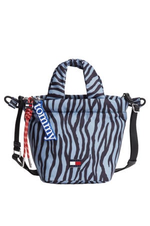 crossbody tas TJW Icon met zebraprint lichtblauw