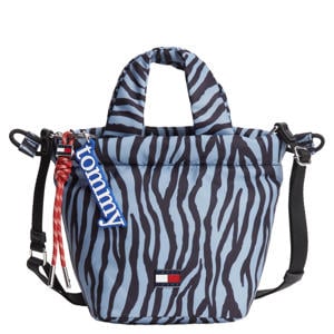 crossbody tas TJW Icon met zebraprint lichtblauw