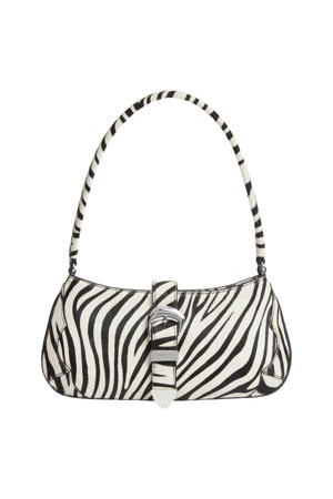 schoudertas TJW Cool met zebraprint ecru/zwart