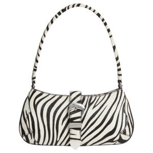 schoudertas TJW Cool met zebraprint ecru/zwart