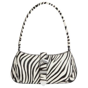 schoudertas TJW Cool met zebraprint ecru/zwart
