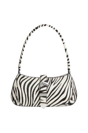 schoudertas TJW Cool met zebraprint ecru/zwart