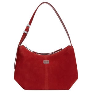 suède schoudertas TJW Slouchy rood