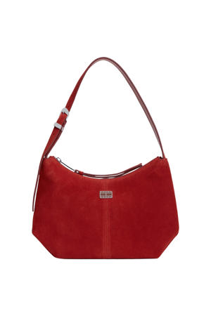 suède schoudertas TJW Slouchy rood