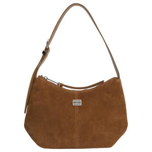 suède schoudertas TJW Slouchy cognac