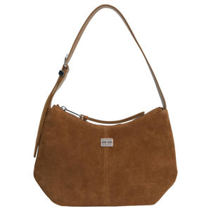 suède schoudertas TJW Slouchy cognac
