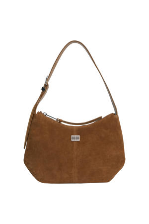 suède schoudertas TJW Slouchy cognac