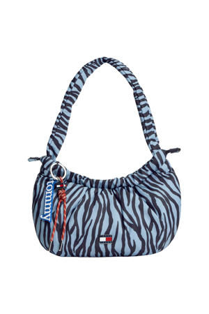 schoudertas TJW Icon met zebraprint lichtblauw