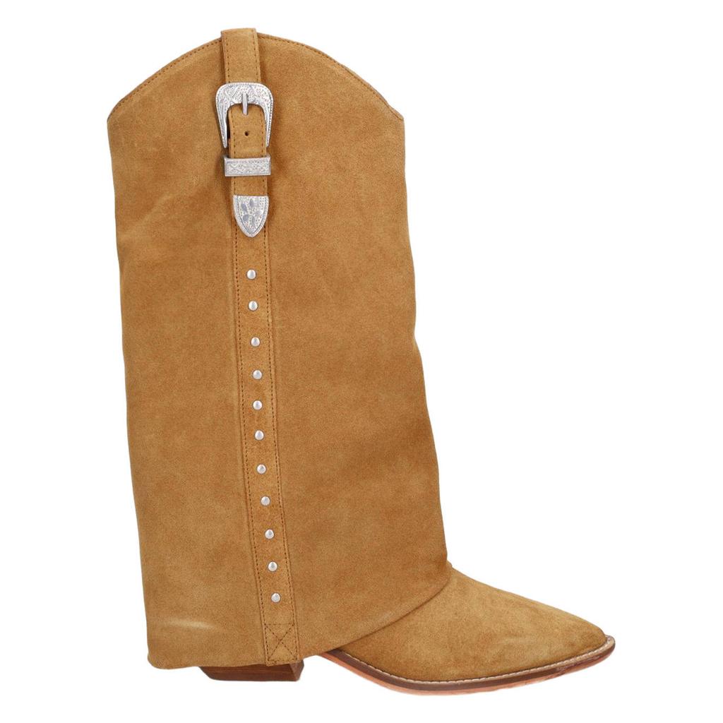 Cognackleurige dames Sacha suède cowboylaarzen met flap