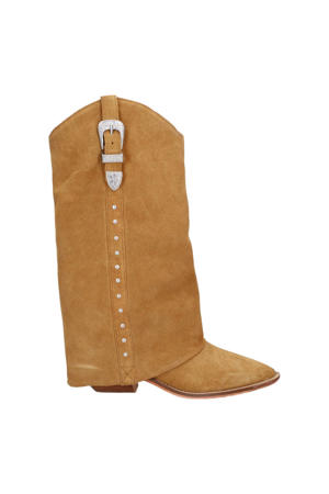 suède cowboylaarzen met flap cognac