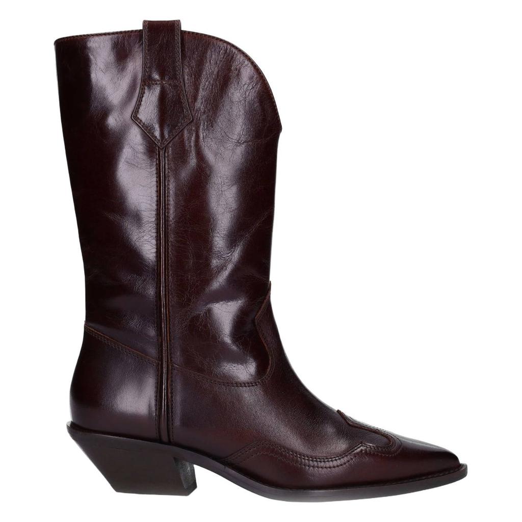 Bordeaux en metallickleurige dames Sacha leren cowboylaarzen