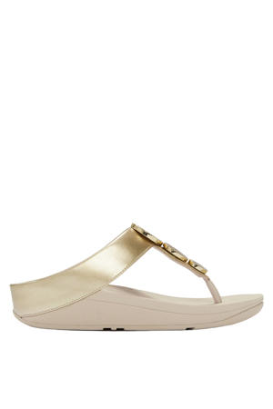 leren slippers goud