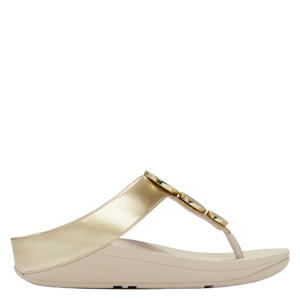 leren slippers goud