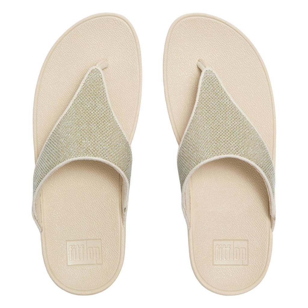 Ecru dames FitFlop TM Lulu Shimmerglitz teenslippers van textiel