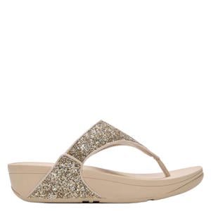leren slippers goud