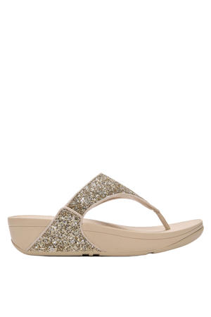 leren slippers goud