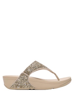 leren slippers goud