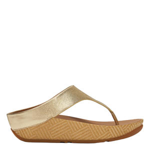 leren slippers goud