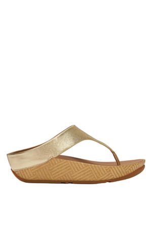 leren slippers goud