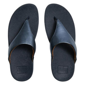 Lulu leren teenslippers blauw metallic