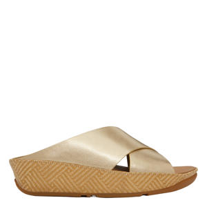 leren slippers goud
