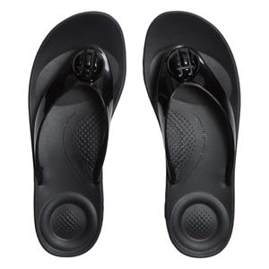 Iqushion Glossy Button teenslippers met sleehak zwart
