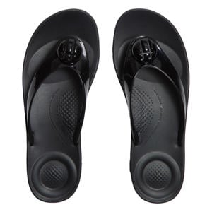 Iqushion Glossy Button teenslippers met sleehak zwart