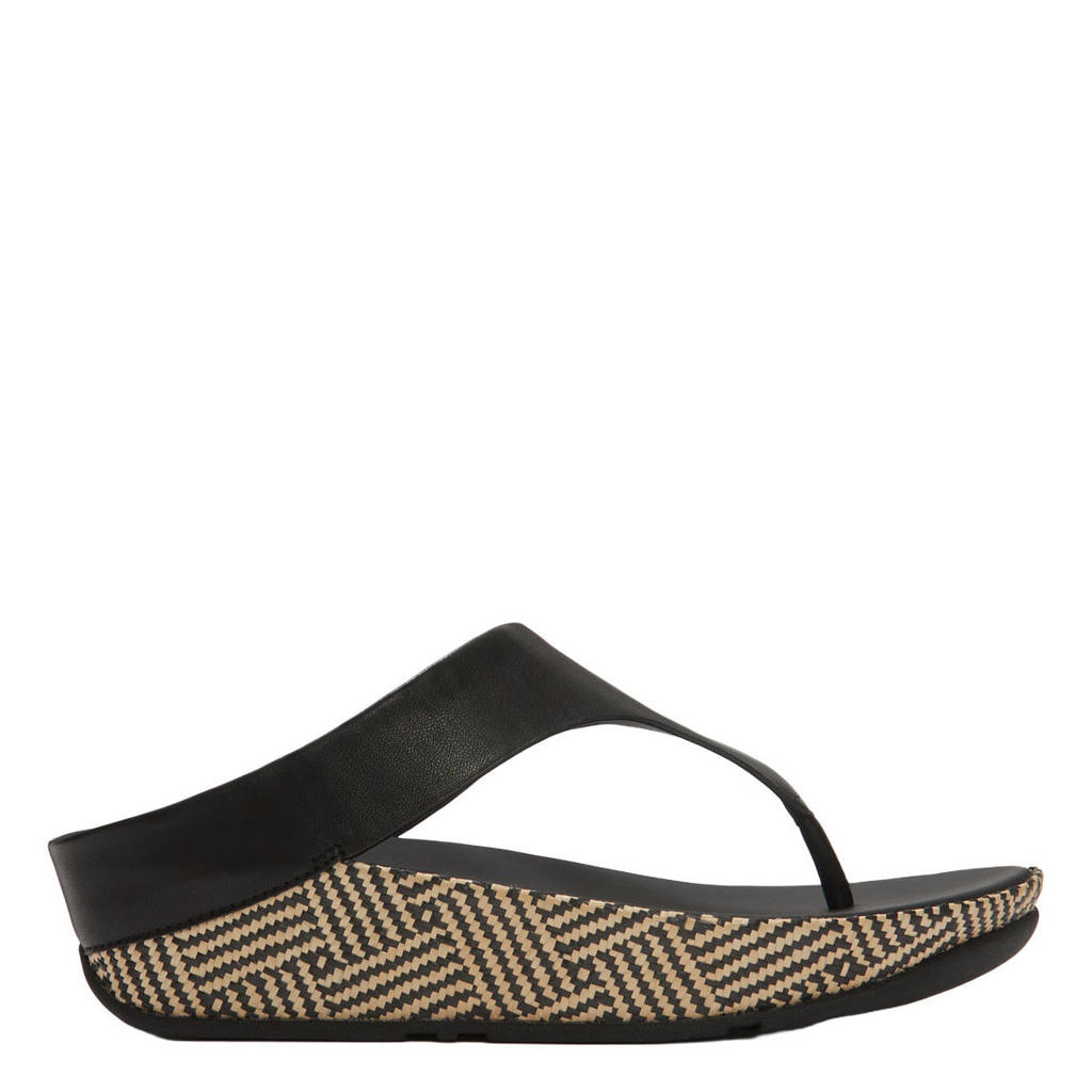 Zwarte dames FitFlop TM leren slippers