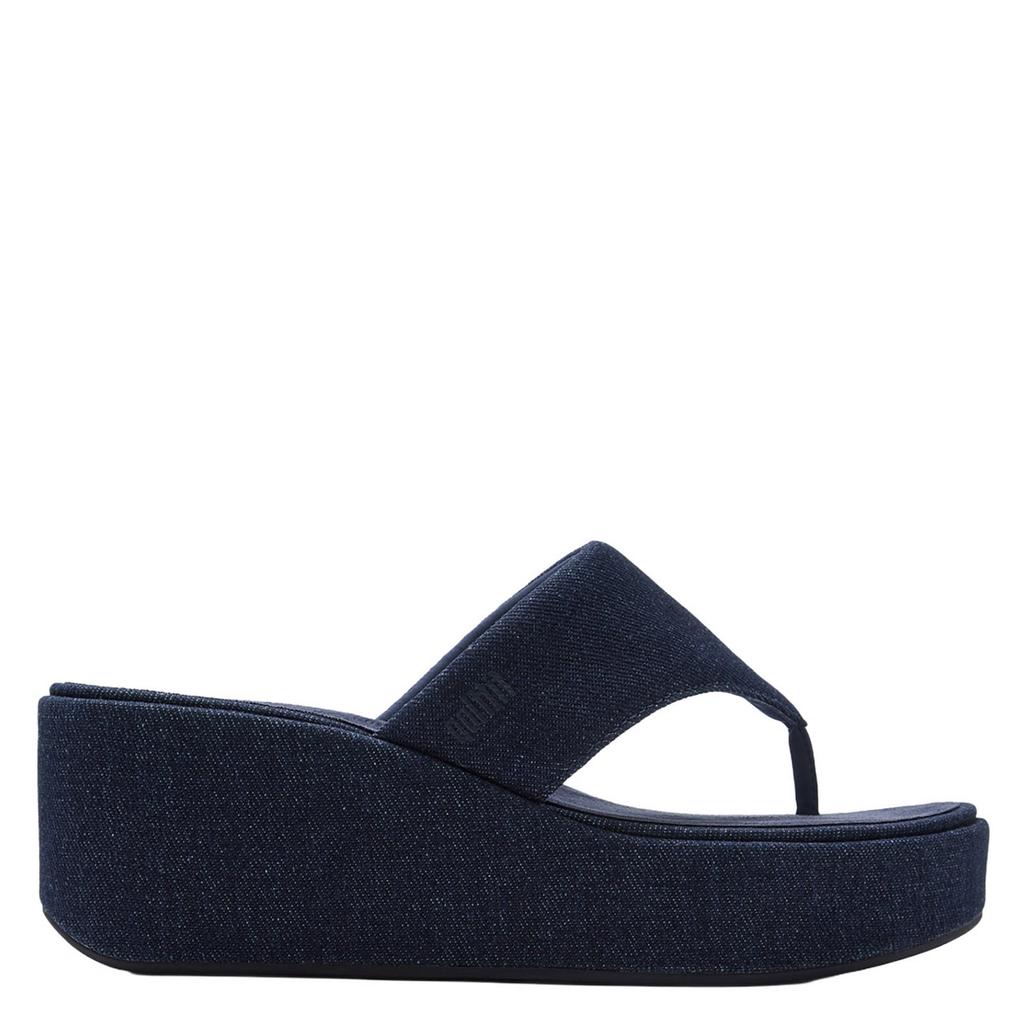 Donkerblauwe dames FitFlop TM leren slippers