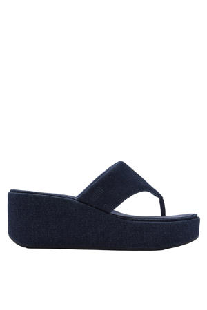 leren slippers donkerblauw