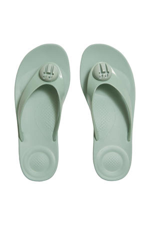 Iqushion Glossy Button teenslippers met sleehak mintgroen