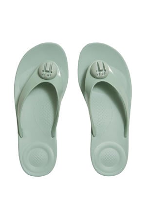 Iqushion Glossy Button teenslippers met sleehak mintgroen
