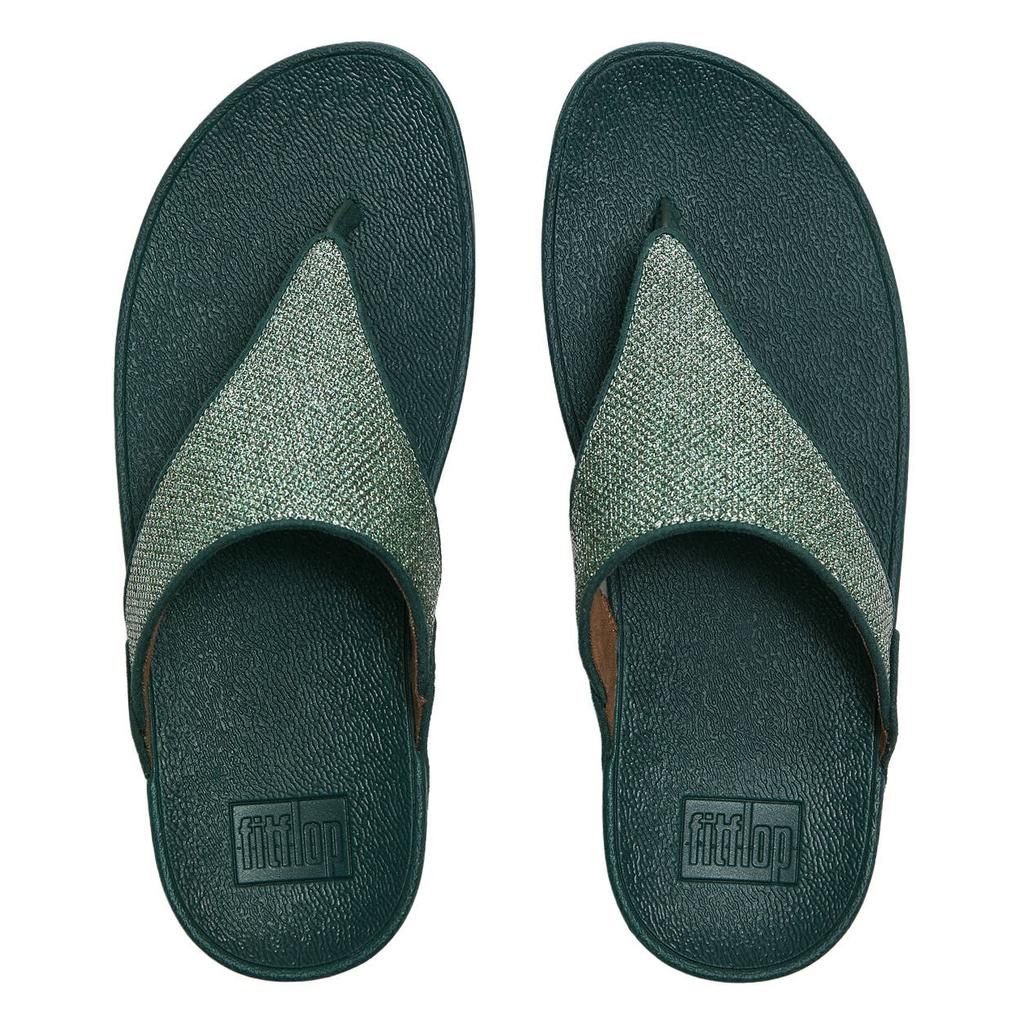 Groene dames FitFlop TM Lulu Shimmerglitz teenslippers van textiel