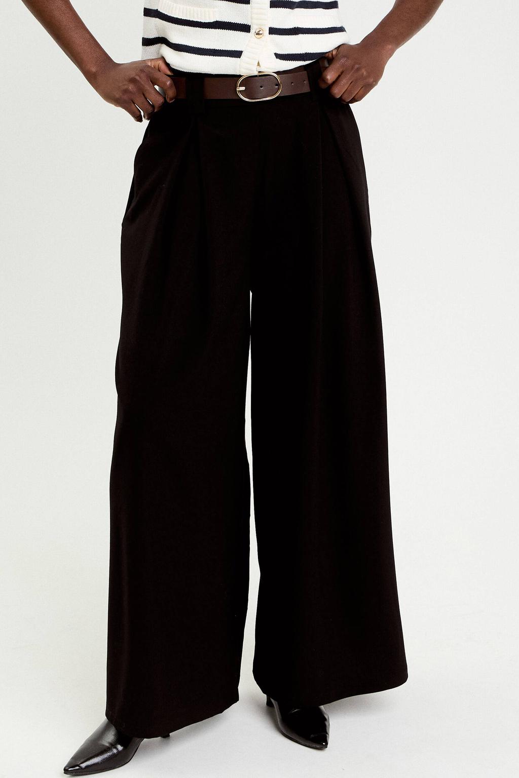 Zwarte dames Cache Cache wide leg regular waist broek met effen