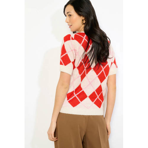 LOLALIZA geruit top rood gebreid afbeelding