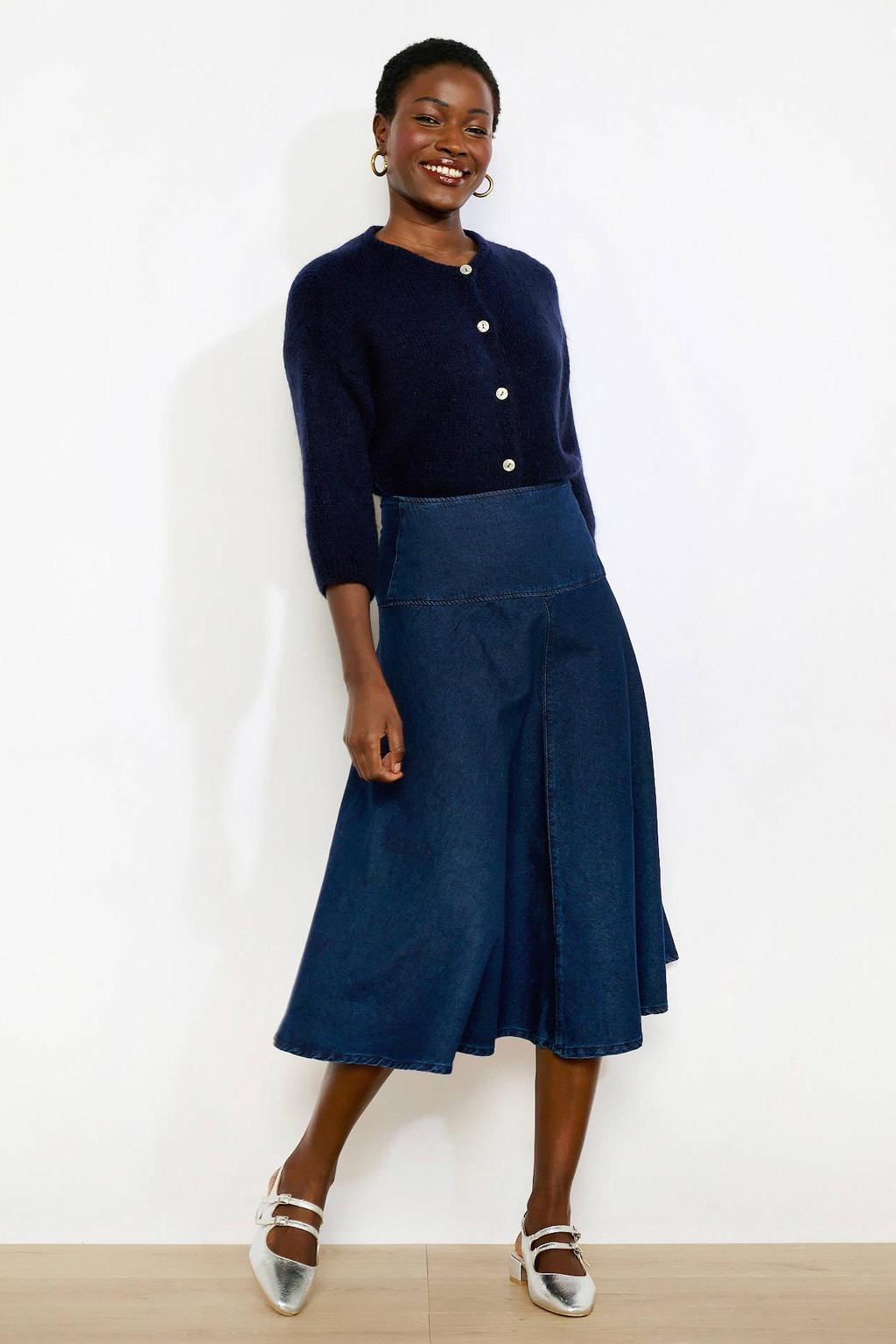 Dark blue denim dames LOLALIZA spijkerrok dark blue gemaakt van denim