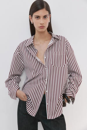 gestreepte blouse bruin