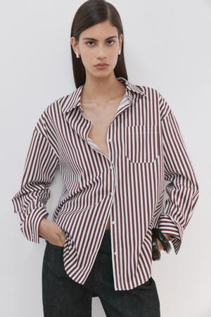 gestreepte blouse bruin