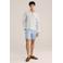 WE Fashion regular gestreepte casual overhemd met linnen blauw